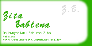 zita bablena business card